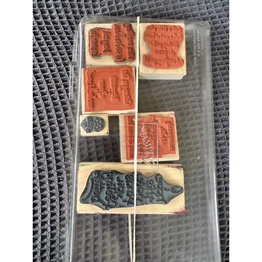 2001 Stampin Up! 6 Block Stamping Kit VTG Get Well Sharing Happiness Etc.